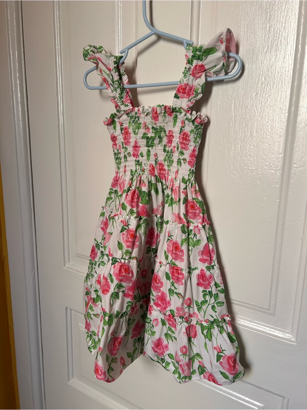 Hill House Kids Floral Smocked Sundress - White, Pink & Green